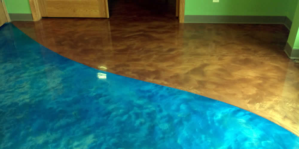 Acid Staining Concrete Installation Milwaukee Waukesha Indoor Floors Patios Stairs Garage Bats